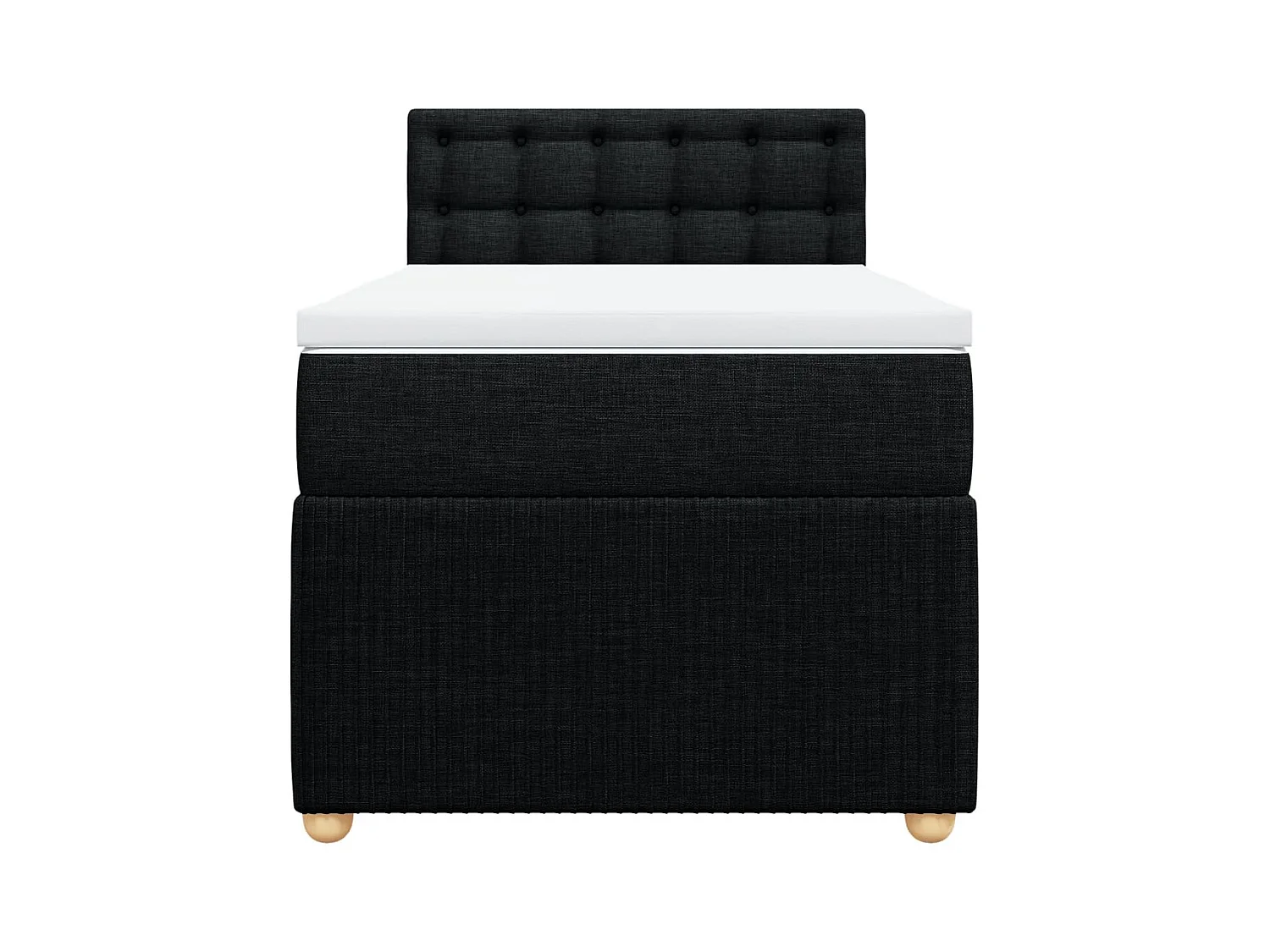 Cama box spring con colchón tela negro 90x190 cm