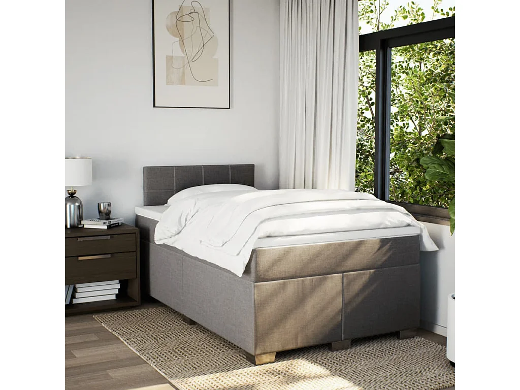 Sommier à lattes de lit avec matelas Taupe 120x200 cm Tissu