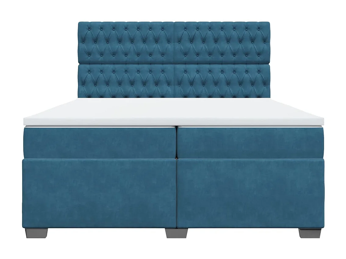 Cama box spring con colchón terciopelo azul 200x200 cm