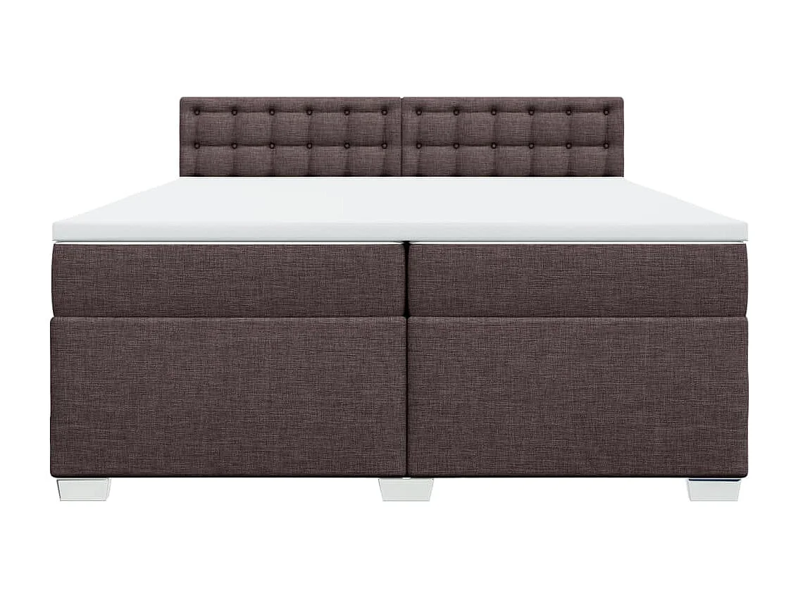 Cama com molas/colchão 200x200 cm tecido castanho-escuro