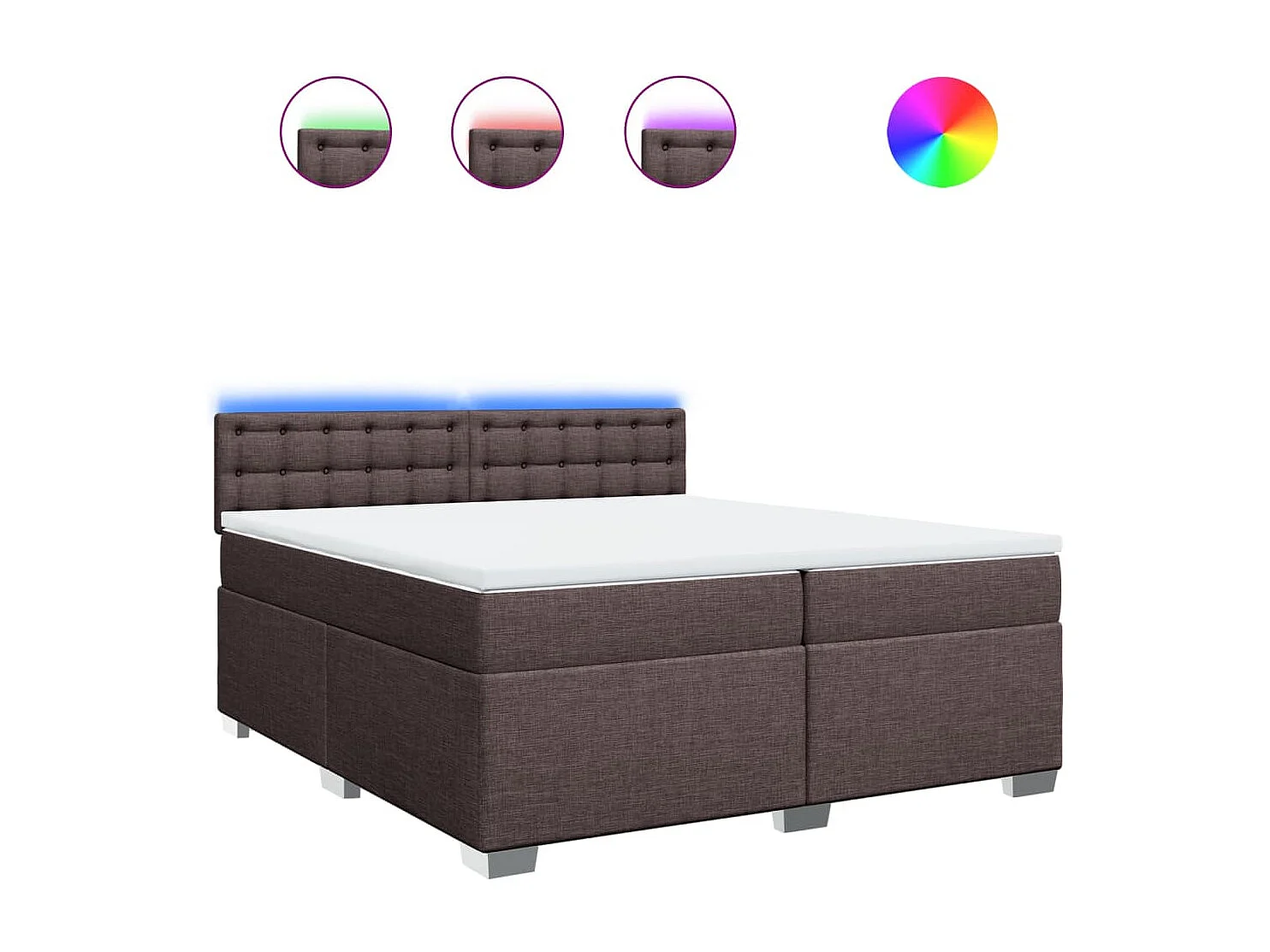 Cama box spring con colchón tela marrón oscuro 200x200 cm