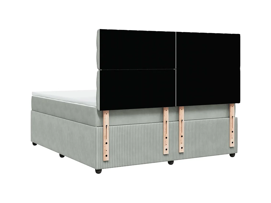 Cama box spring con colchón terciopelo gris claro 180x200 cm