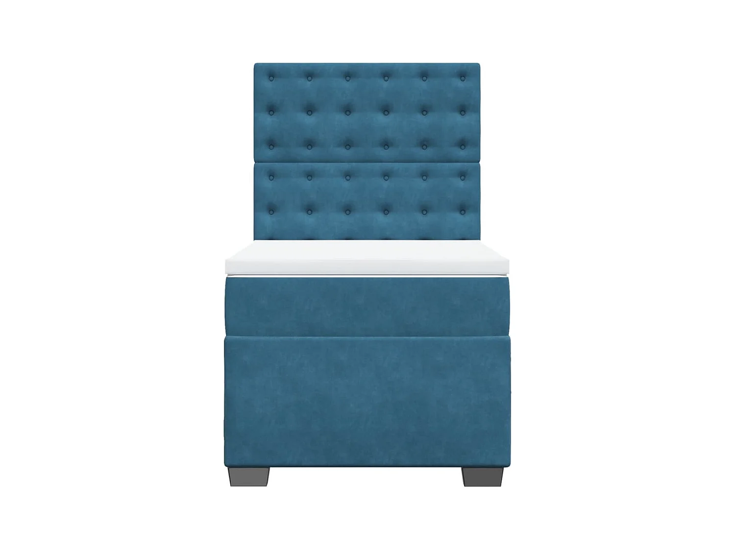 Cama box spring con colchón terciopelo azul 90x190 cm