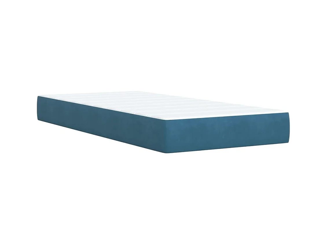 Cama com molas/colchão 100x200 cm veludo azul-escuro