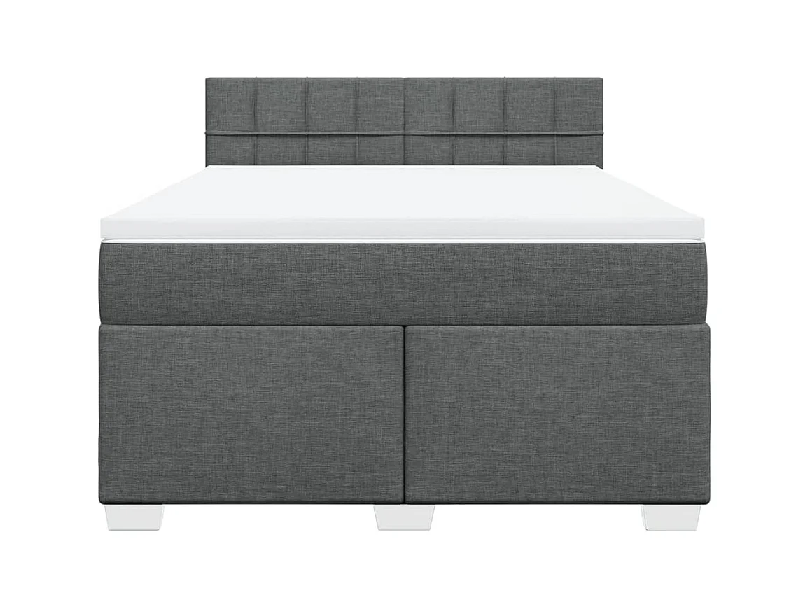 Sommier à lattes de lit avec matelas Gris foncé 140x190cm Tissu