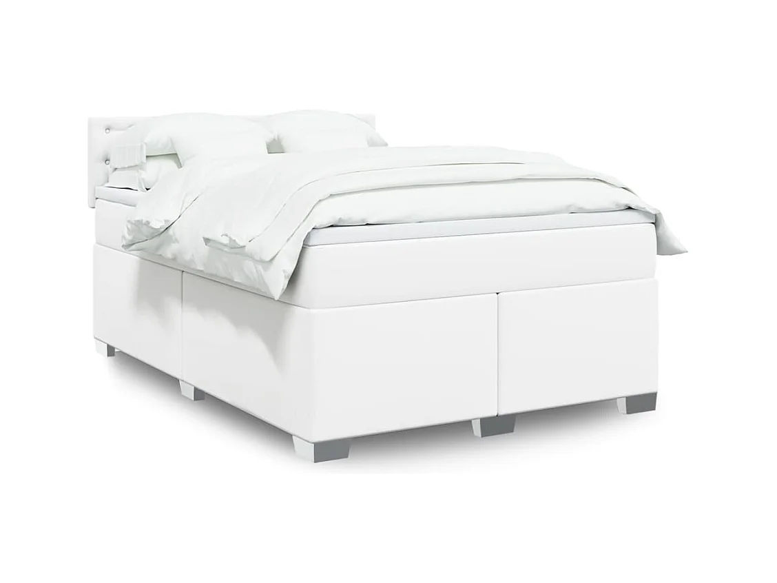 Sommier à lattes de lit avec matelas Blanc 160x200cm Similicuir
