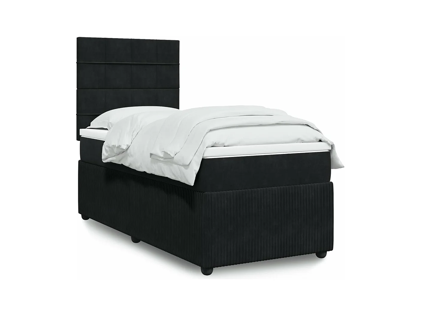 Sommier à lattes de lit avec matelas Noir 90x190 cm Velours