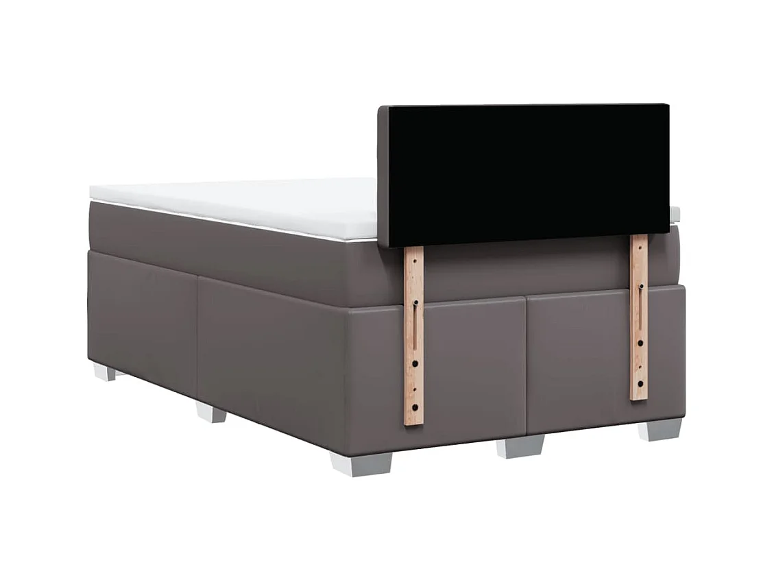 Cama box spring con colchón cuero sintético gris 120x190 cm