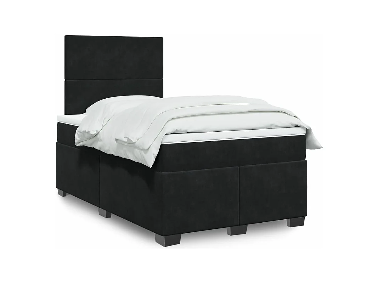 Sommier à lattes de lit avec matelas Noir 120x200 cm Velours