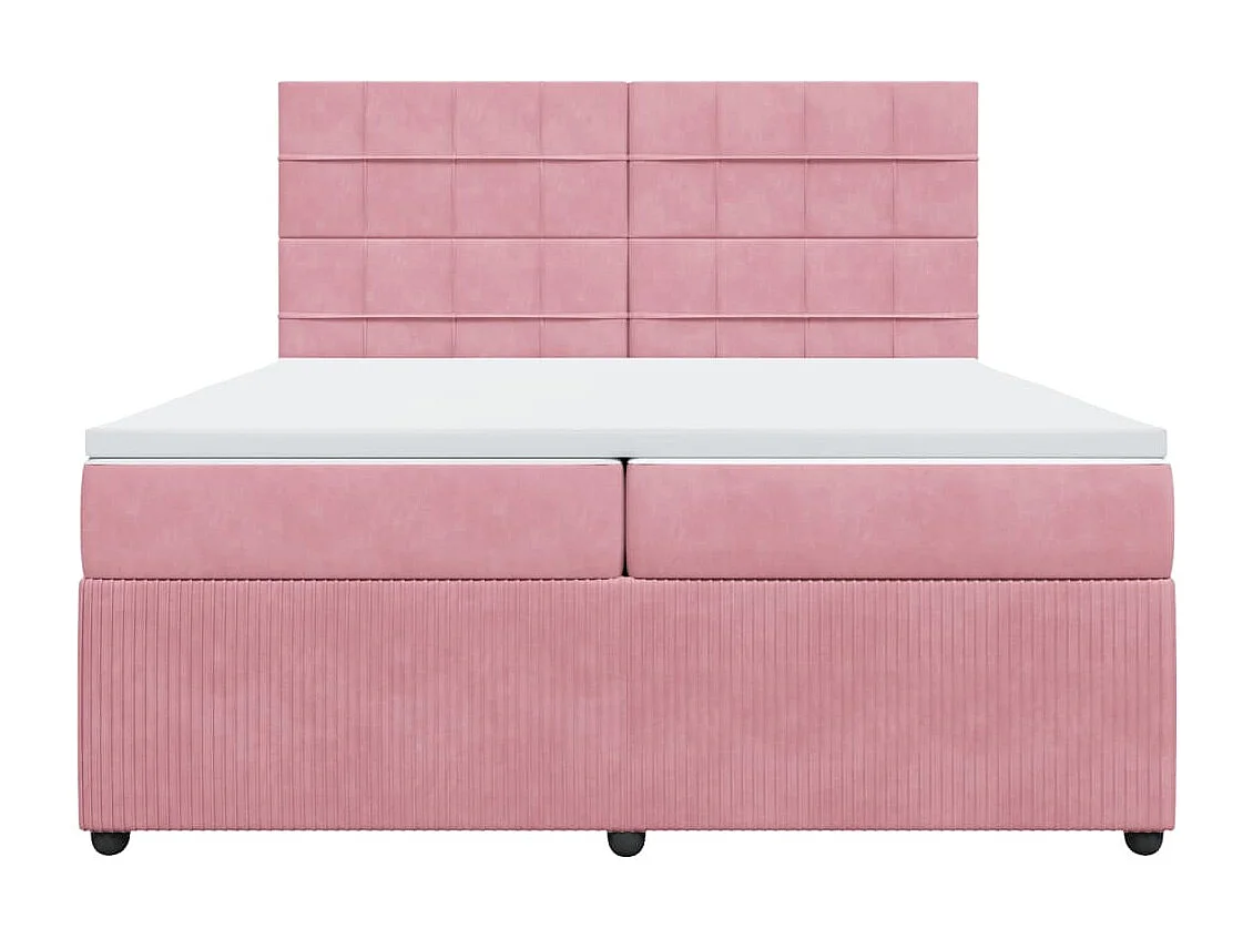Cama com molas/colchão 200x200 cm veludo rosa