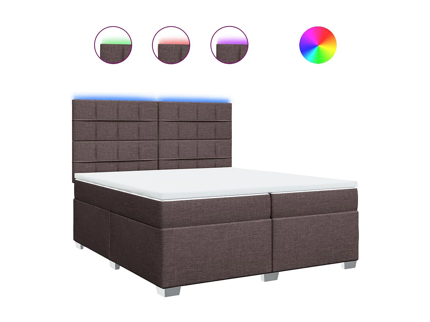 Cama box spring con colchón tela marrón oscuro 200x200 cm