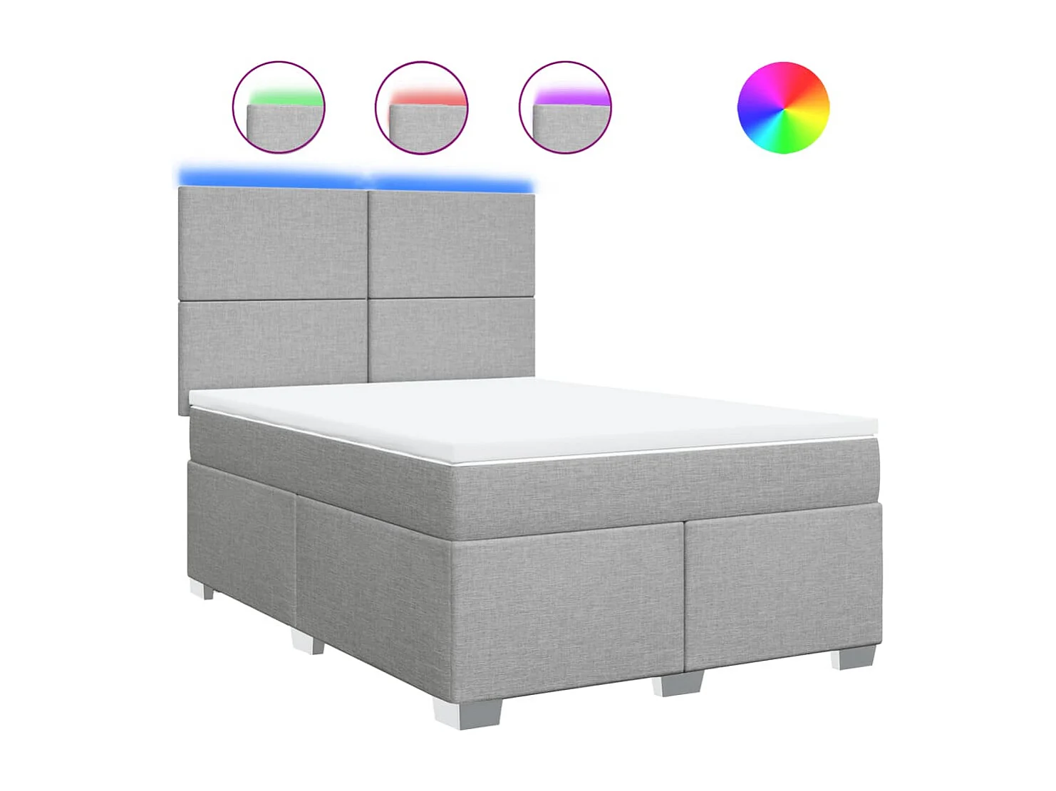 Sommier à lattes de lit avec matelas Gris clair 140x190cm Tissu