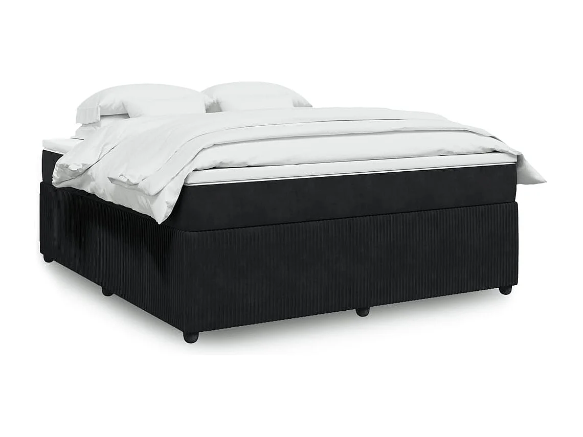 Sommier à lattes de lit avec matelas Noir 180x200 cm Velours