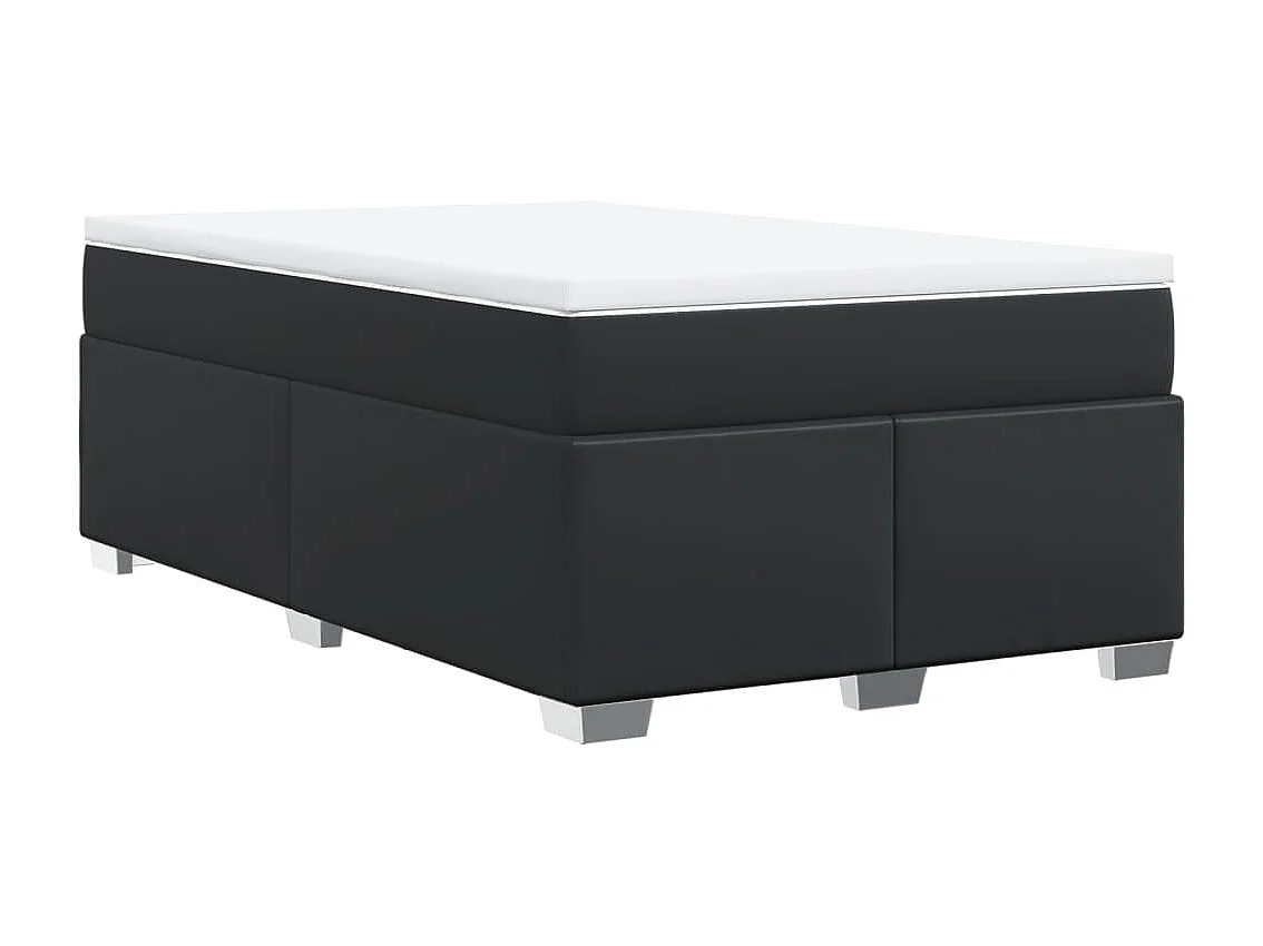 Sommier à lattes de lit avec matelas noir 120x190 cm similicuir