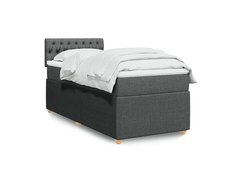 Sommier à lattes de lit et matelas Gris foncé 90x190 cm Tissu