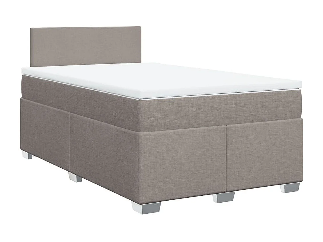 Cama box spring con colchón tela gris taupe 120x200 cm