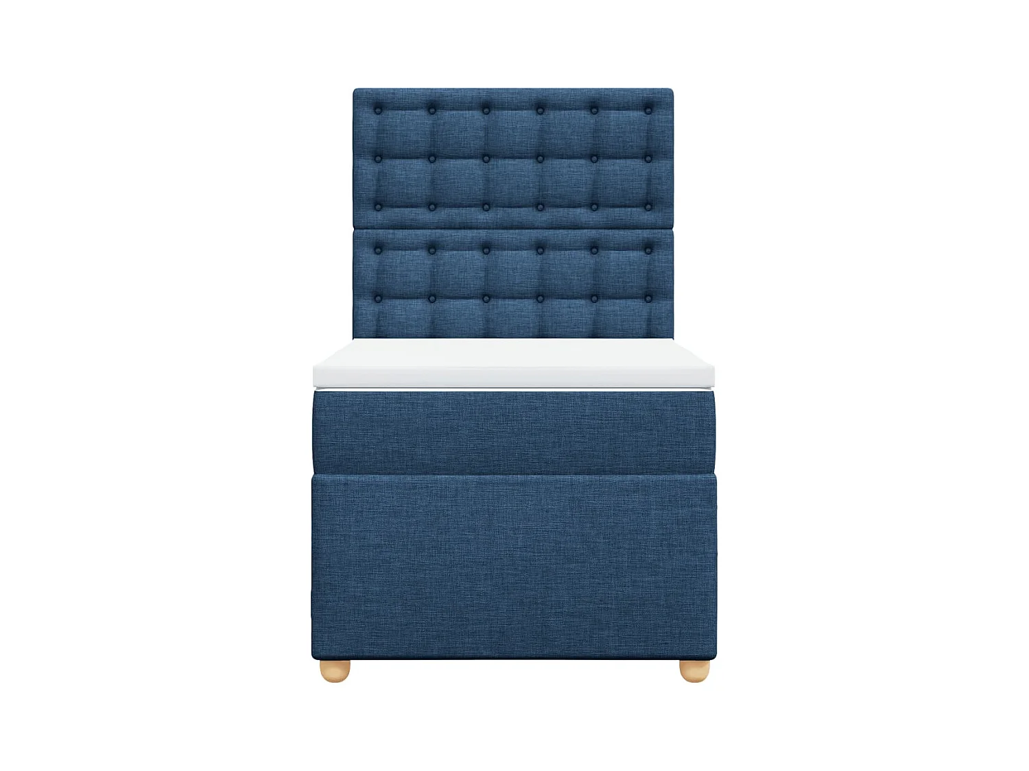 Cama box spring con colchón tela azul 90x190 cm
