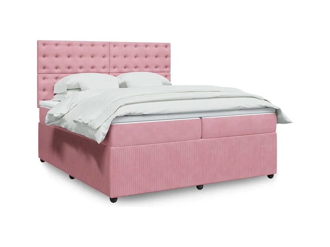 Cama com molas/colchão 200x200 cm veludo rosa