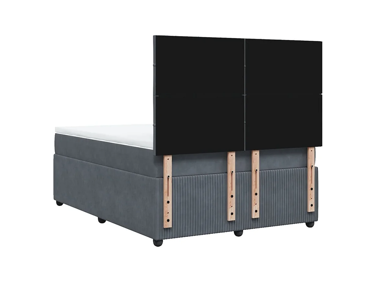 Cama box spring con colchón terciopelo gris oscuro 140x200 cm