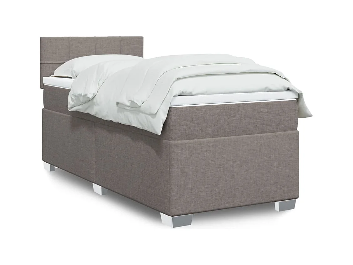 Cama com molas/colchão 100x200 cm tecido cinza-acastanhado