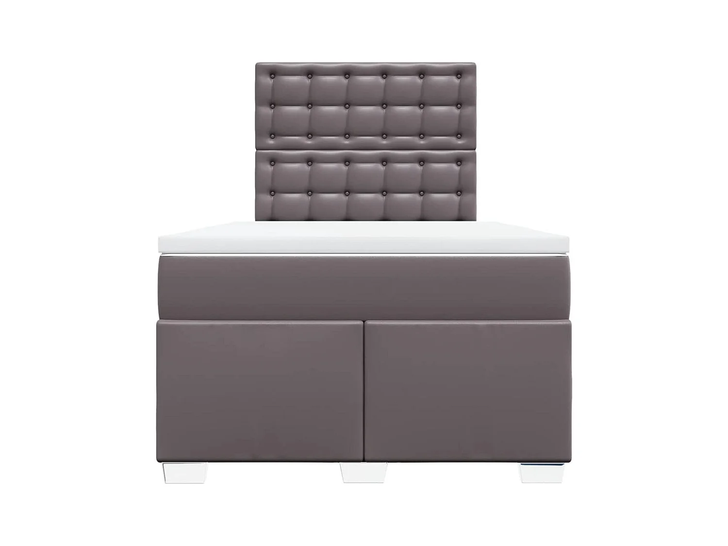 Cama box spring con colchón cuero sintético gris 120x190 cm