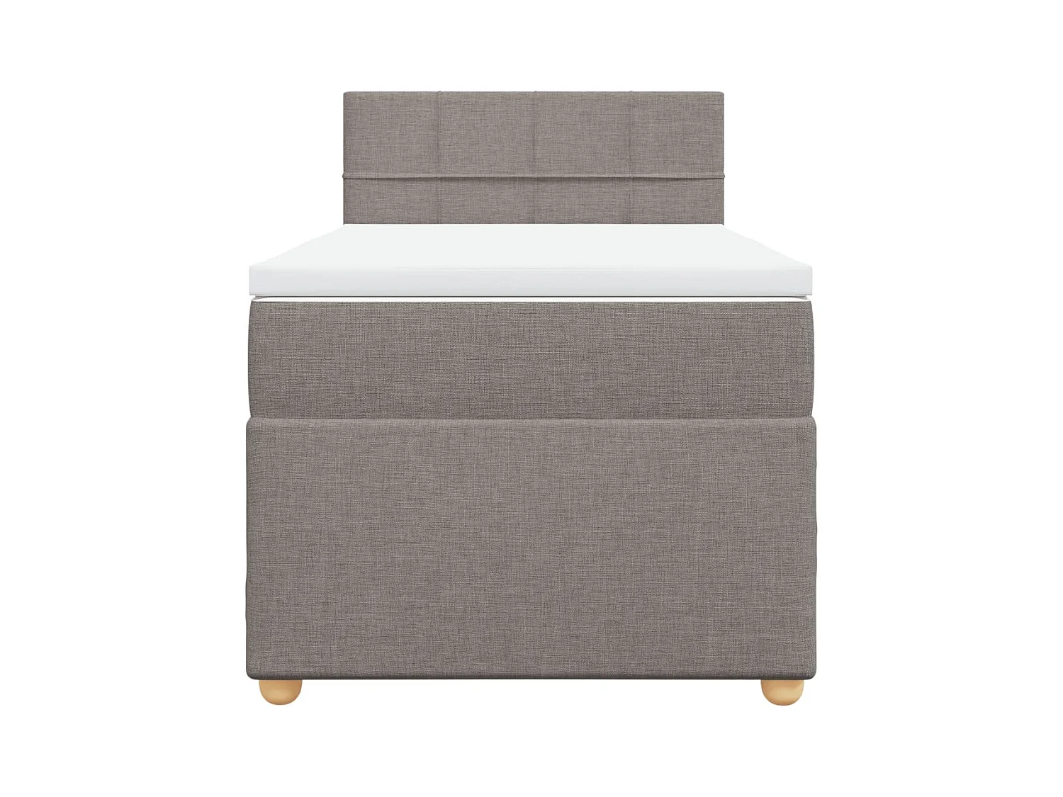 Cama box spring con colchón tela gris taupe 90x190 cm