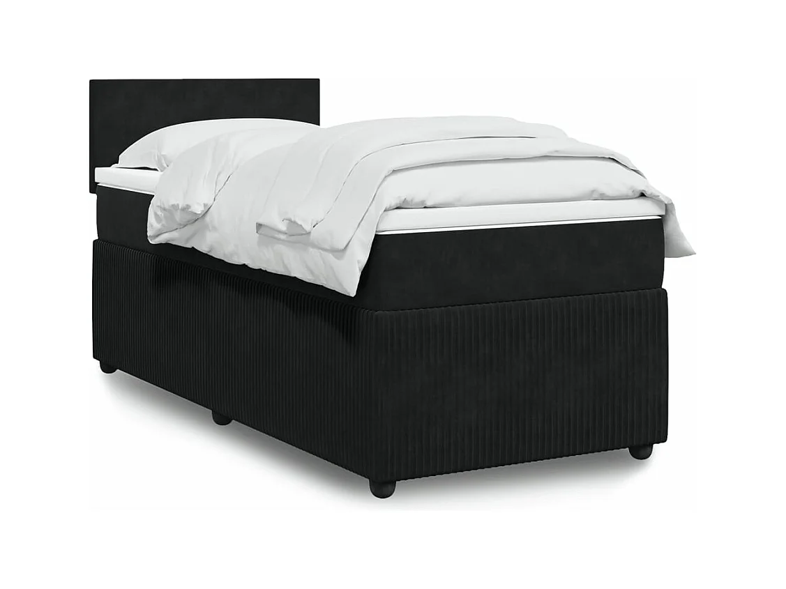 Cama com molas/colchão 100x200 cm veludo preto
