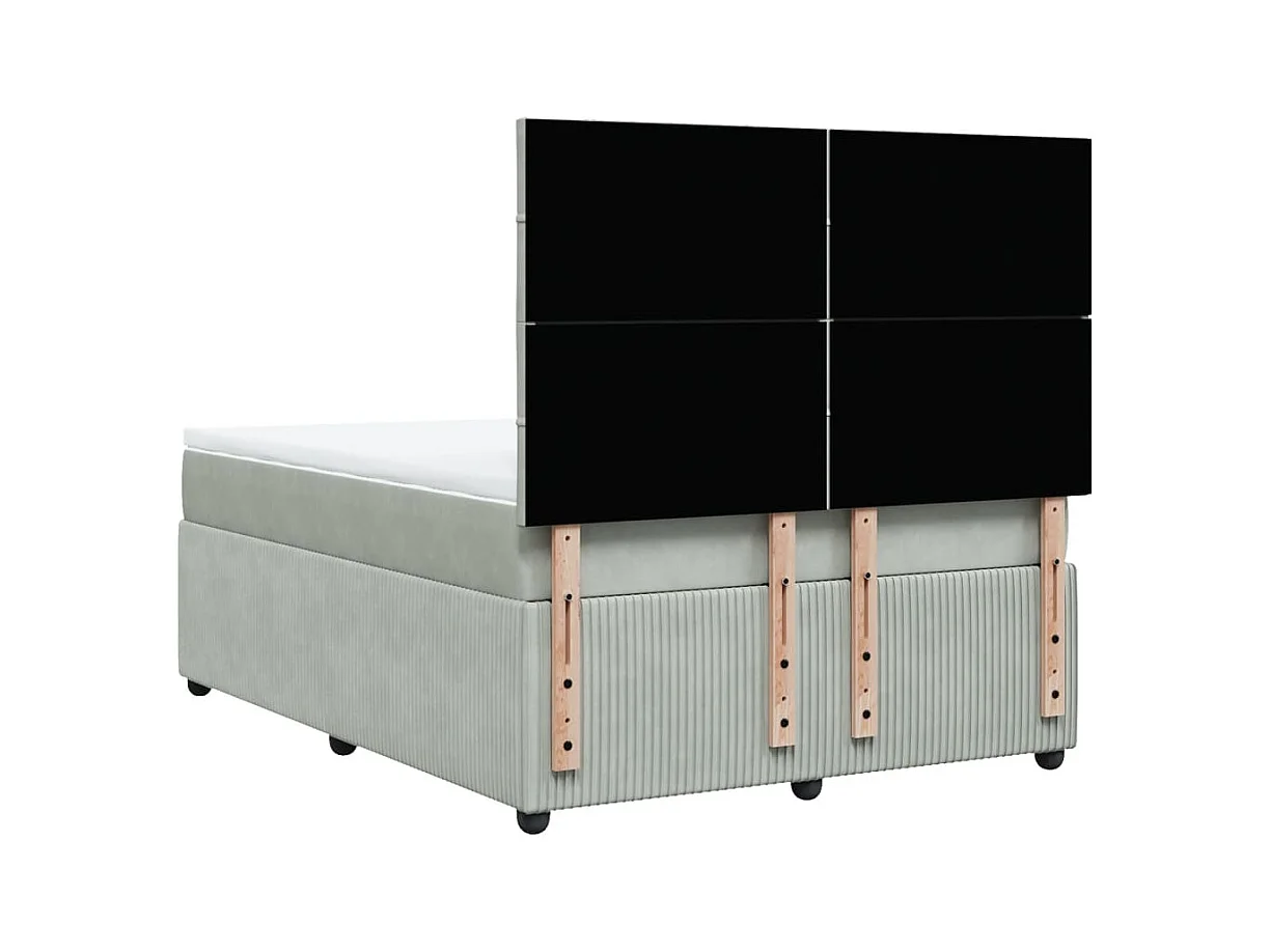 Sommier à lattes de lit et matelas Gris clair 140x200cm Velours