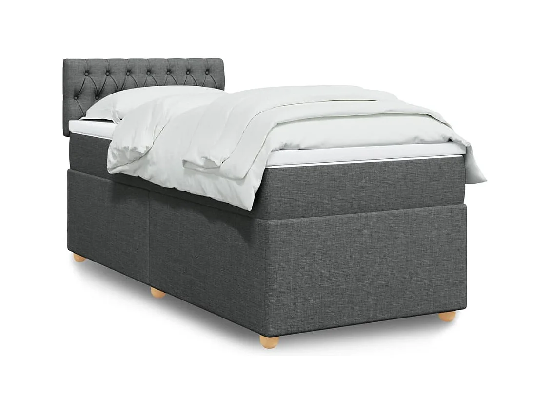 Sommier à lattes de lit avec matelas Gris foncé 90x200 cm Tissu