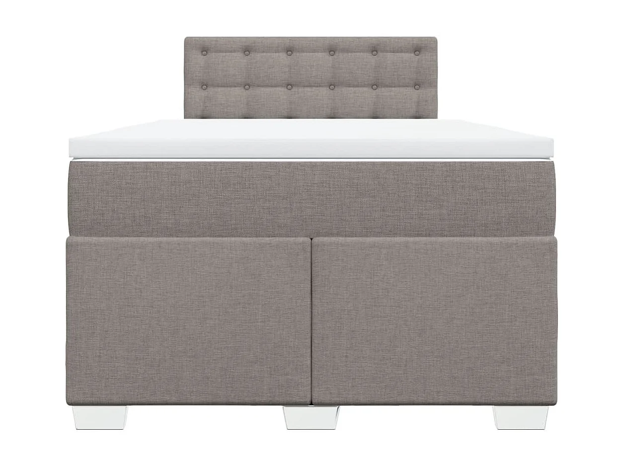 Cama box spring con colchón tela gris taupe 120x200 cm