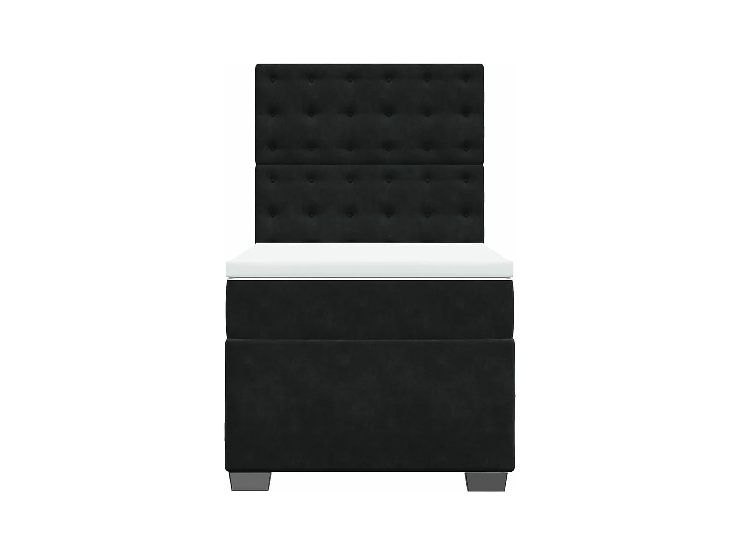 Cama box spring con colchón cuero sintético negro 90x190 cm