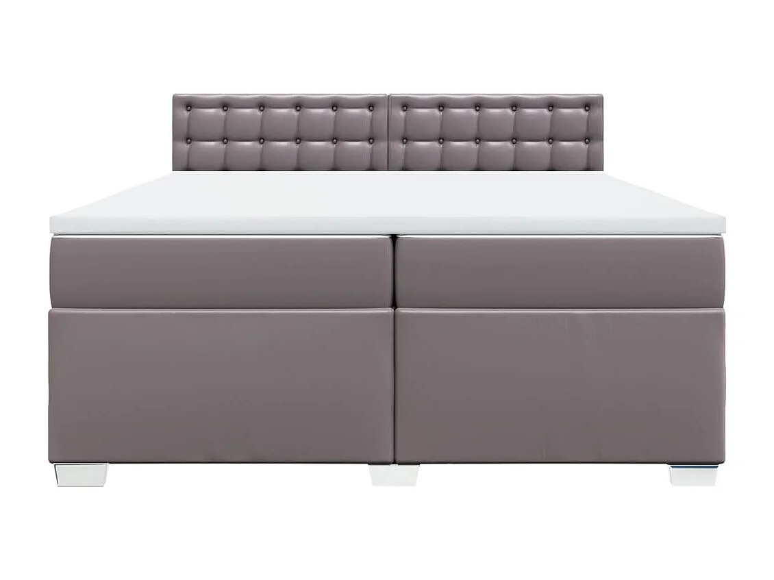 Cama box spring con colchón cuero sintético gris 200x200 cm
