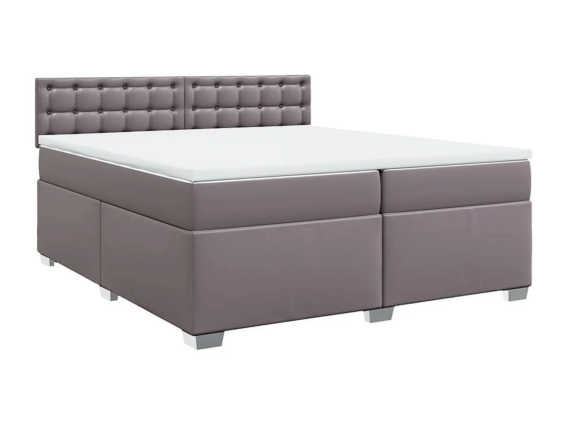 Cama box spring con colchón cuero sintético gris 200x200 cm