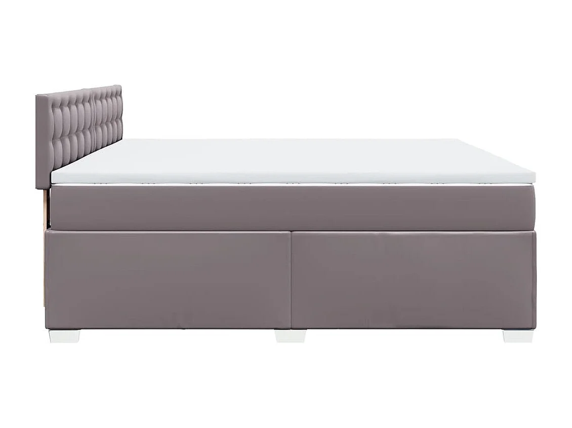 Cama box spring con colchón cuero sintético gris 200x200 cm