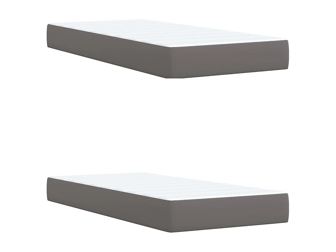 Cama box spring con colchón cuero sintético gris 200x200 cm