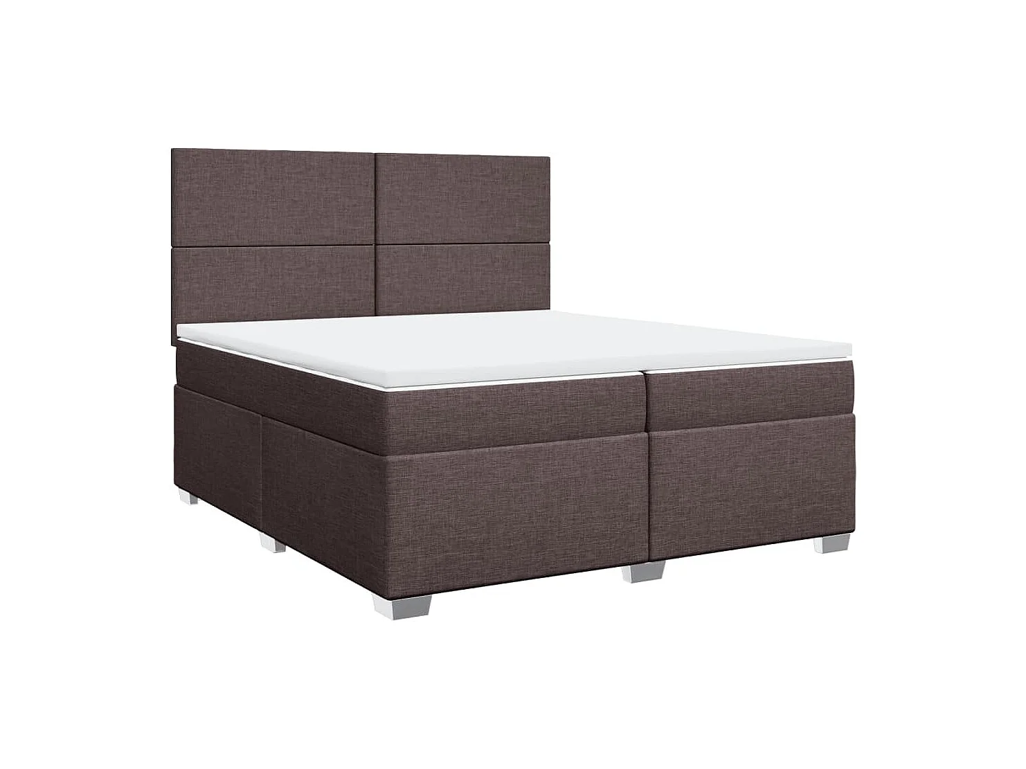 Cama box spring con colchón tela marrón oscuro 200x200 cm