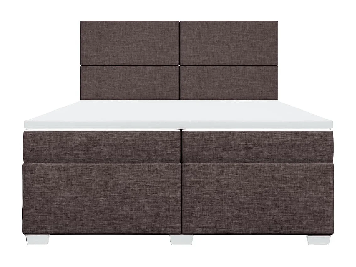 Cama box spring con colchón tela marrón oscuro 200x200 cm