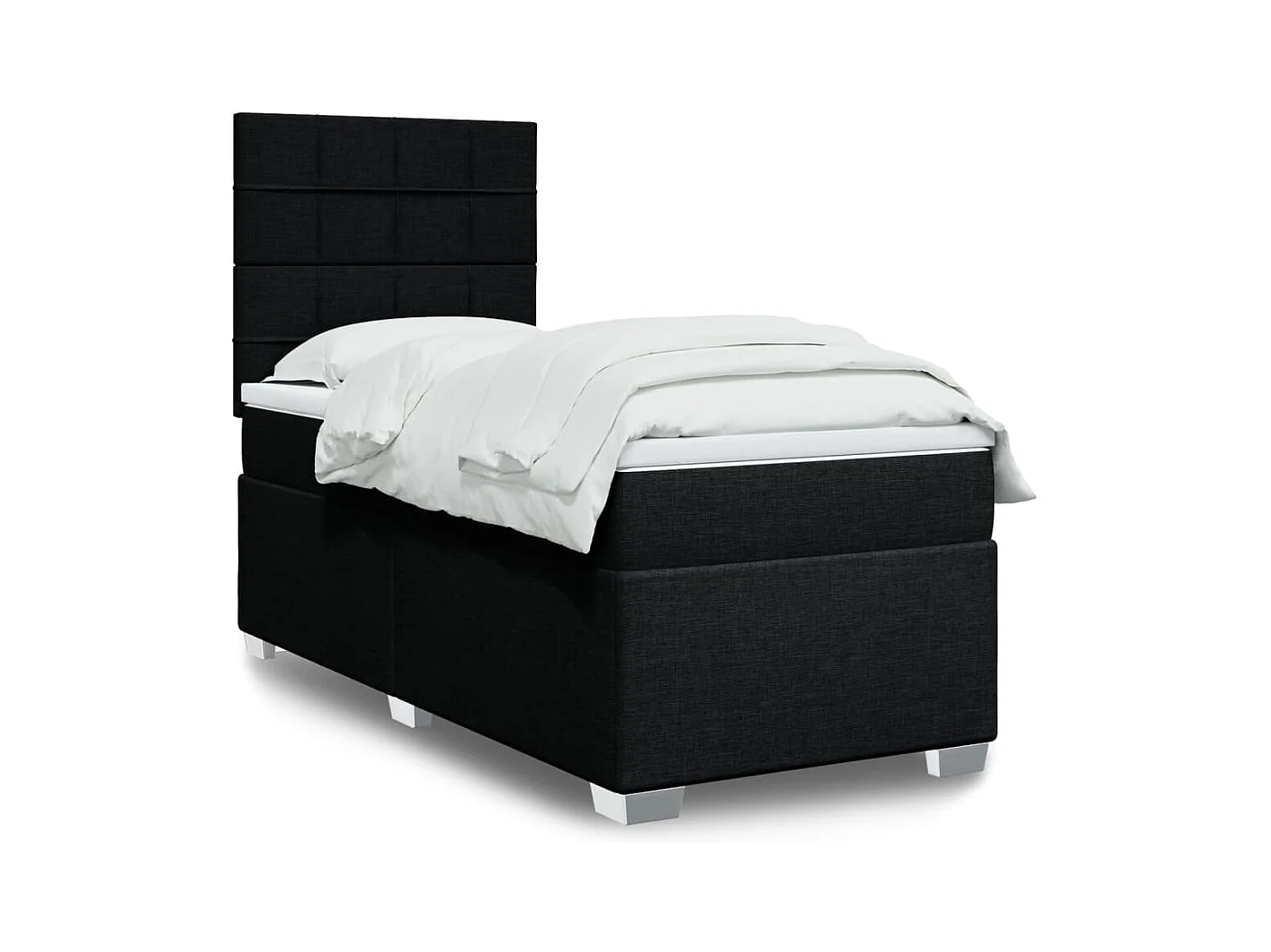 Sommier à lattes de lit avec matelas Noir 100x200 cm Tissu