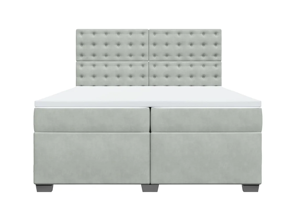 Cama box spring con colchón terciopelo gris claro 200x200 cm