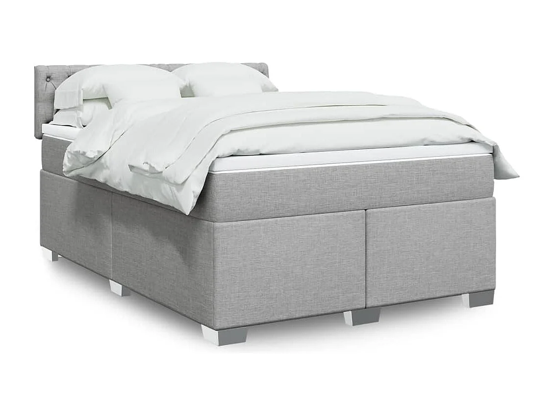 Sommier à lattes de lit avec matelas Gris clair 140x190cm Tissu