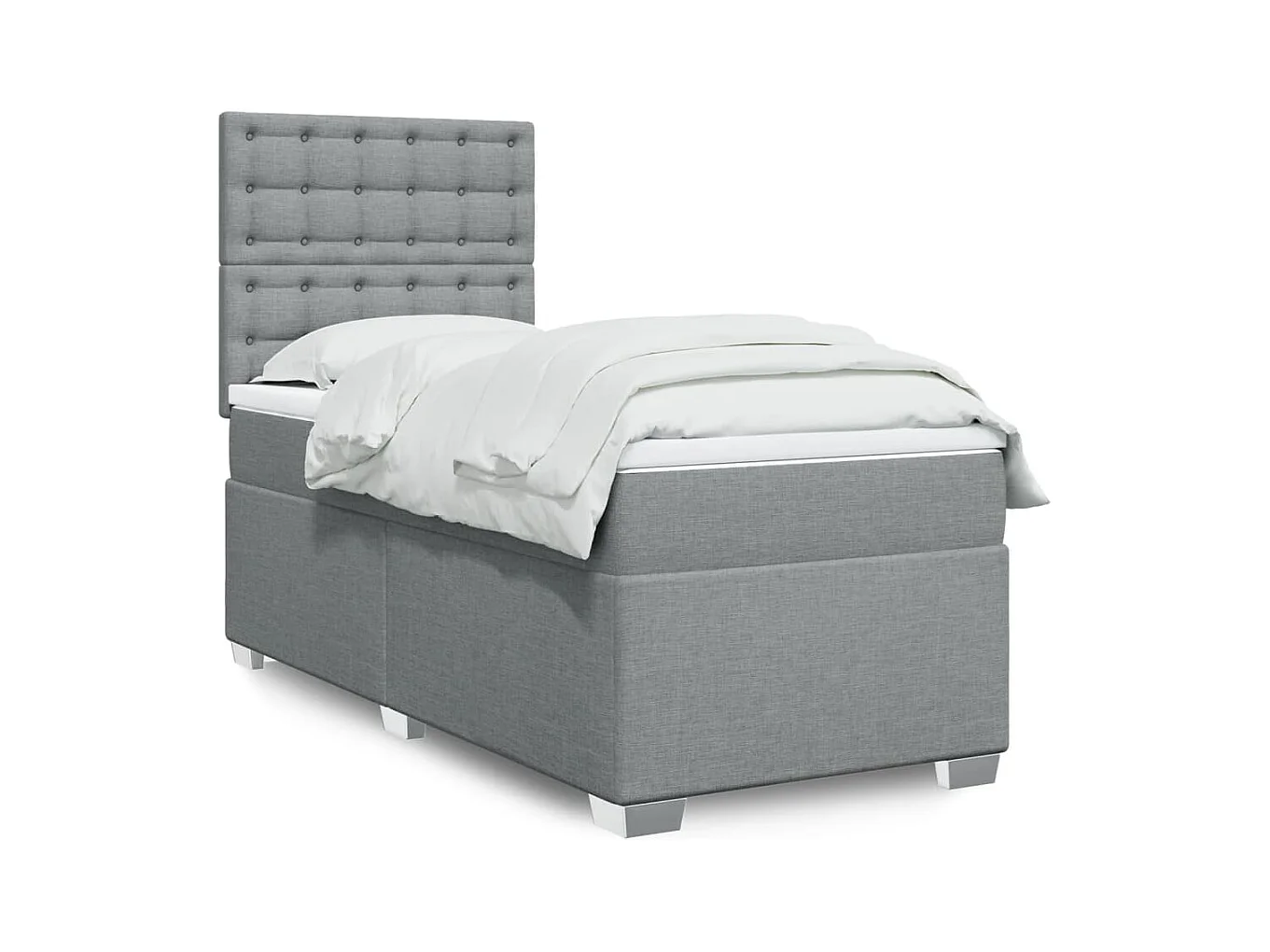 Sommier à lattes de lit avec matelas Gris clair 100x200cm Tissu