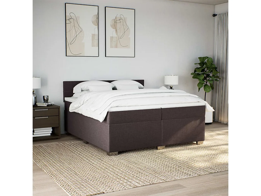 Sommier à lattes de lit avec matelas Marron foncé 200x200 cm