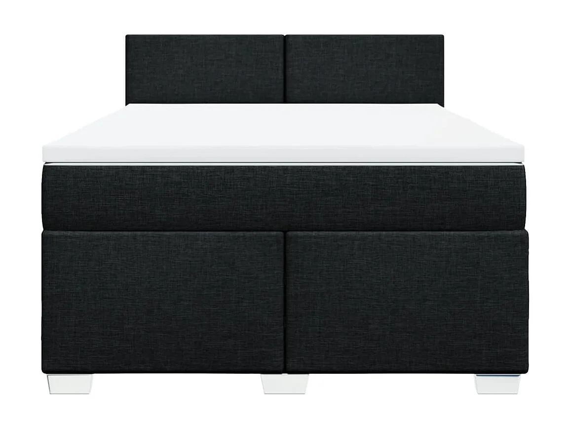 Cama box spring con colchón tela negro 140x190 cm