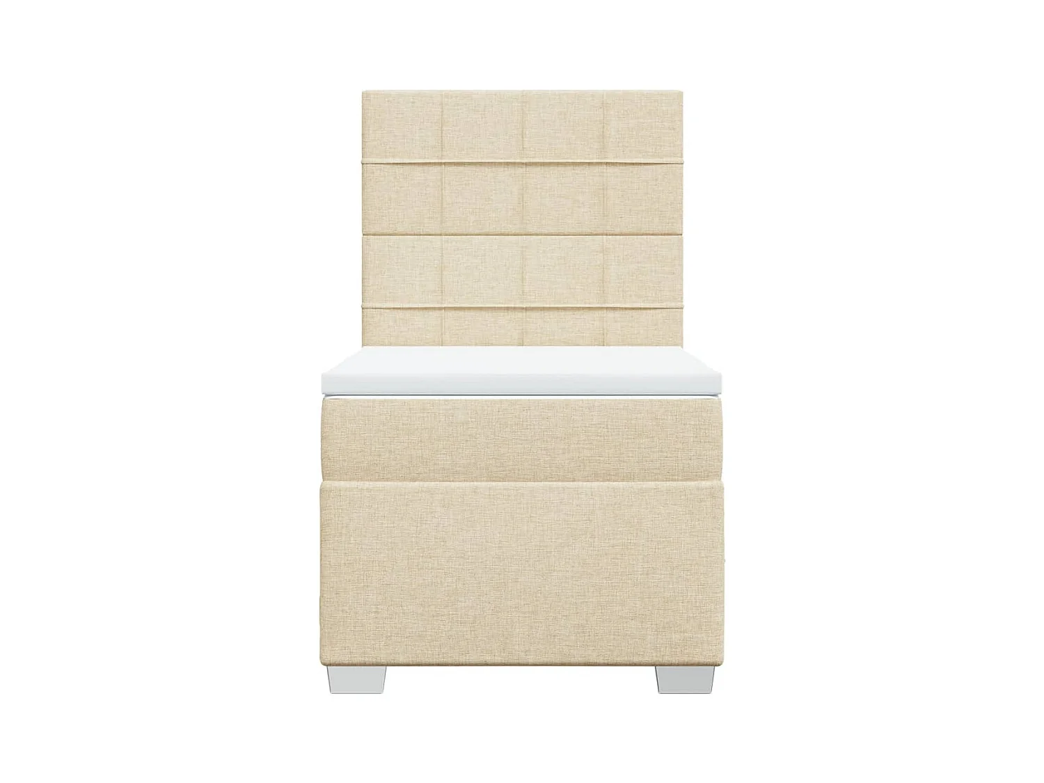 Cama box spring con colchón tela color crema 100x200 cm
