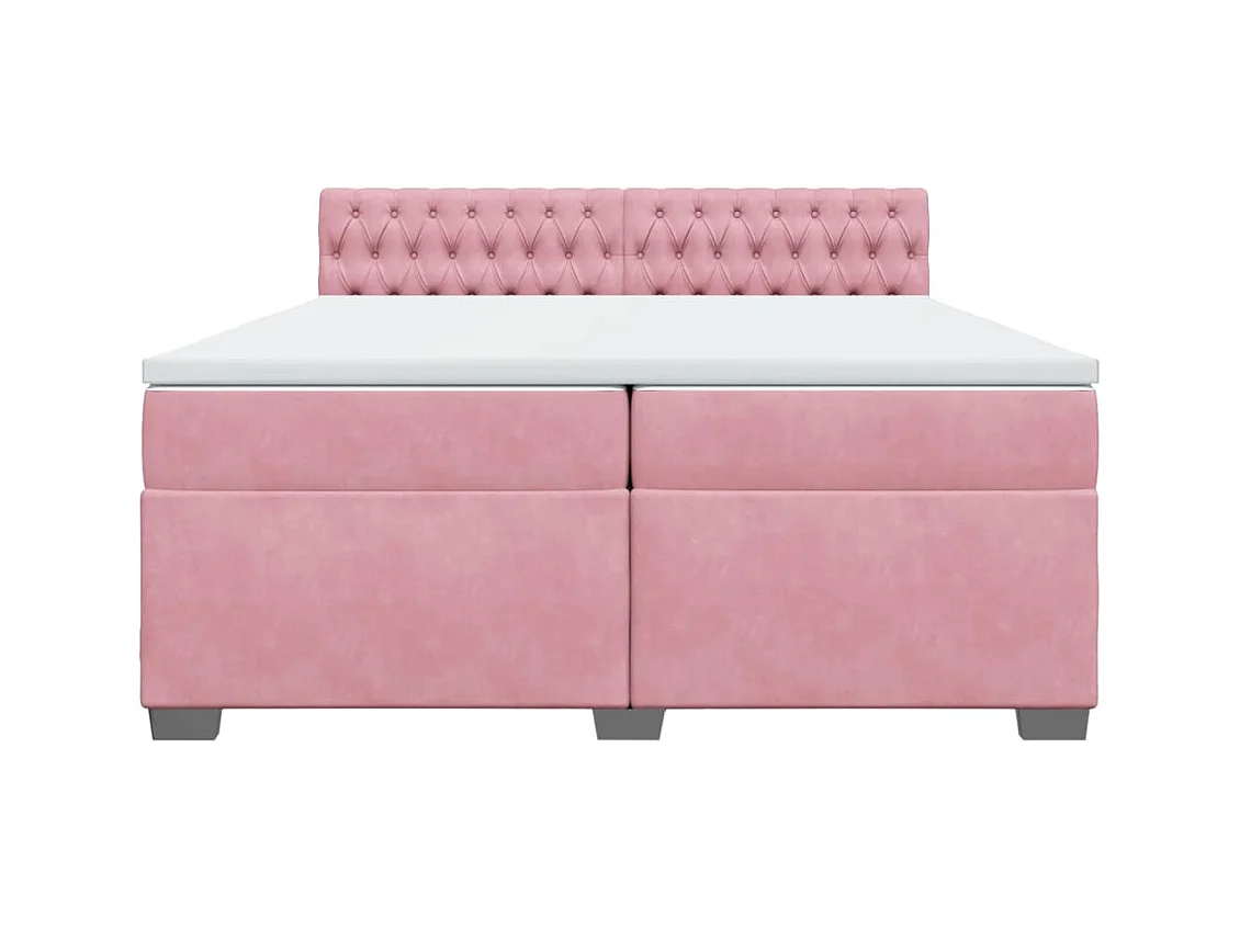 Cama box spring con colchón terciopelo rosa 200x200 cm