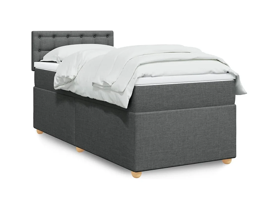 Sommier à lattes de lit avec matelas Gris foncé 90x200 cm Tissu