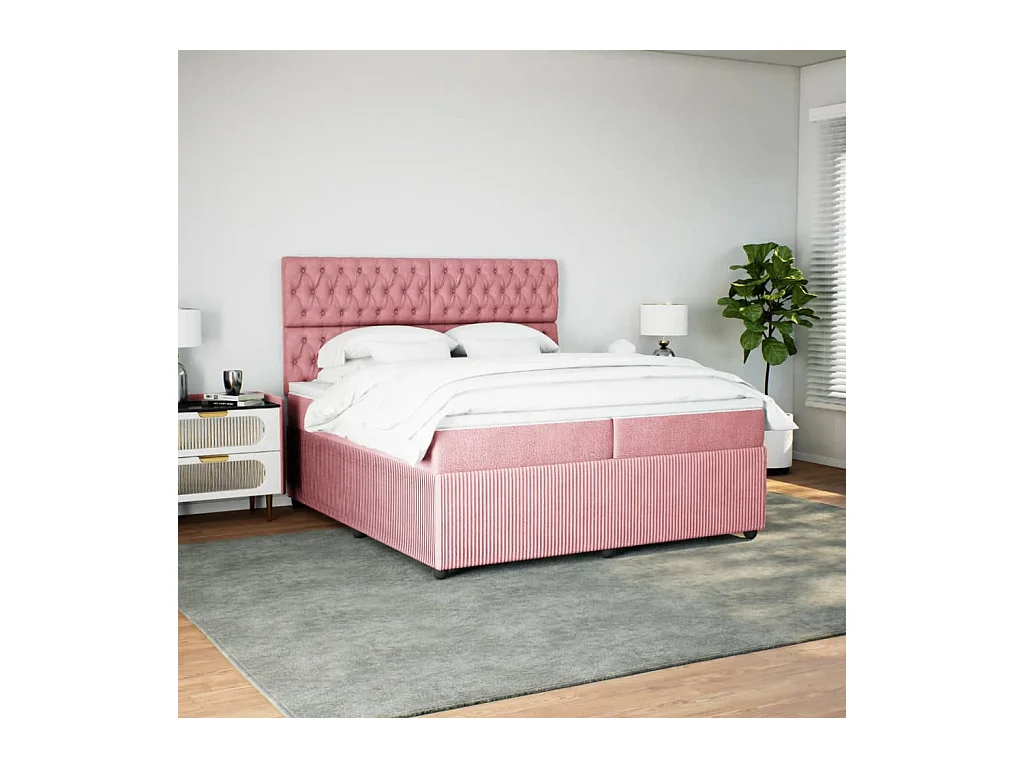 Sommier à lattes de lit avec matelas Rose 200x200 cm Velours
