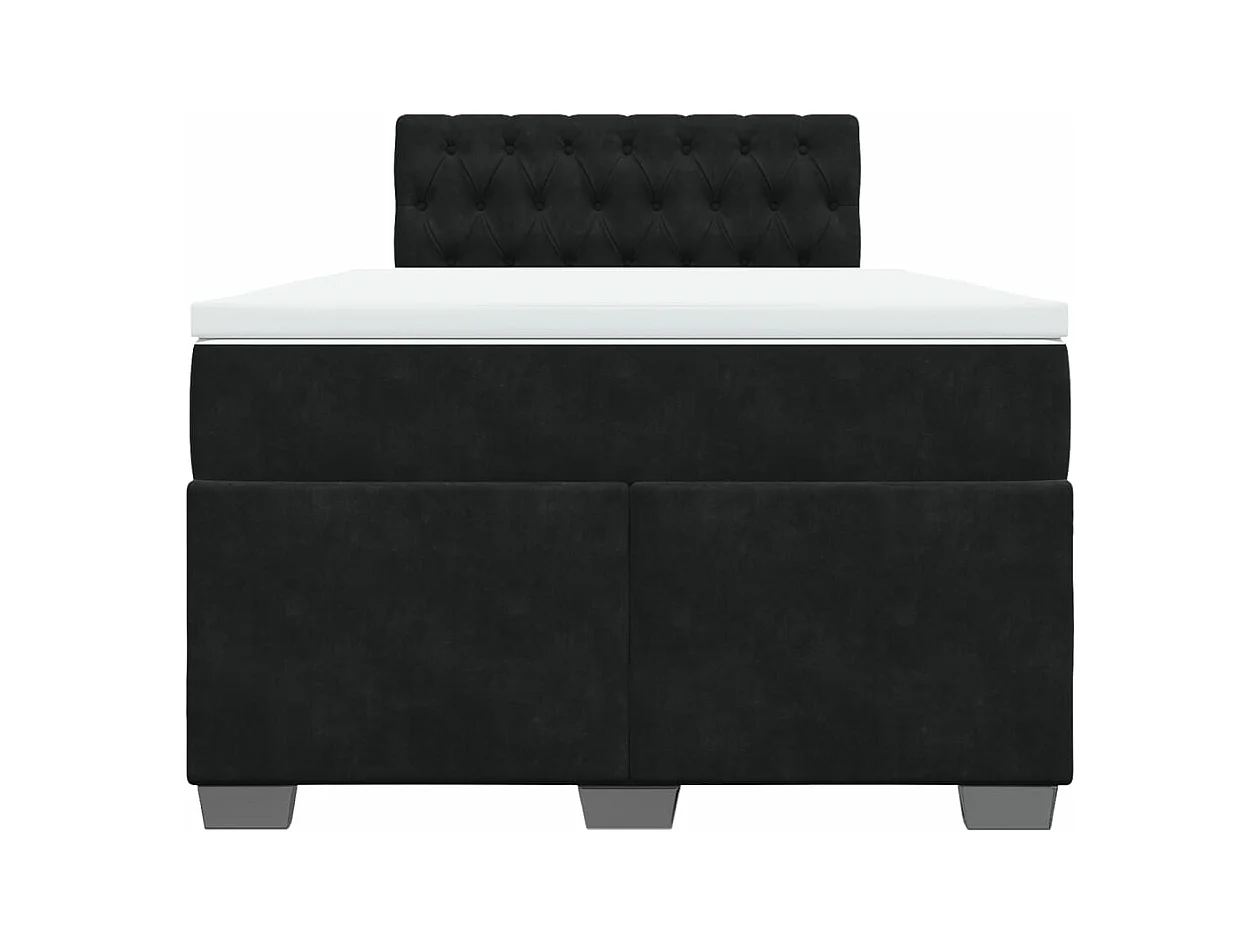 Cama box spring con colchón terciopelo negro 120x190 cm