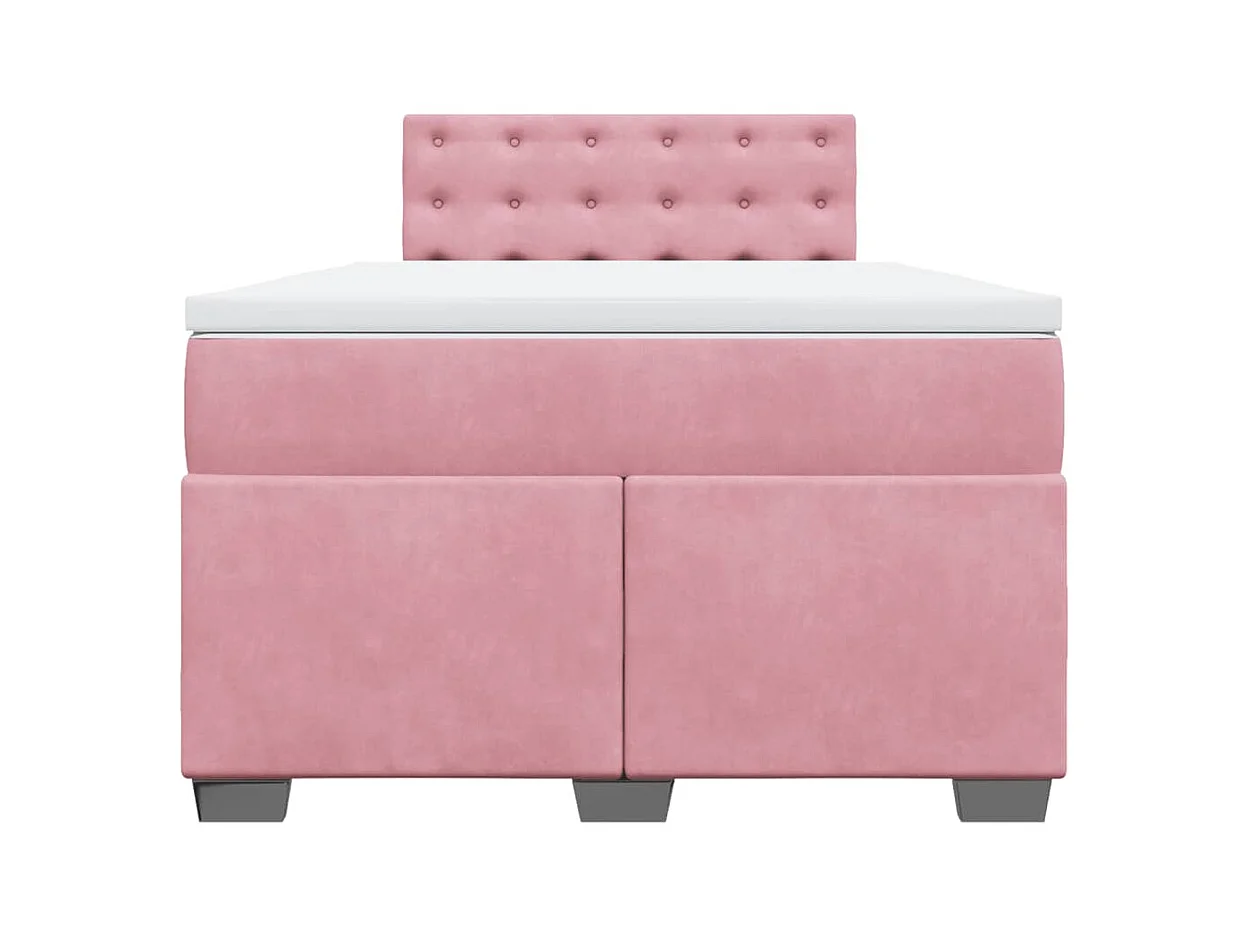 Cama box spring con colchón terciopelo rosa 120x200 cm