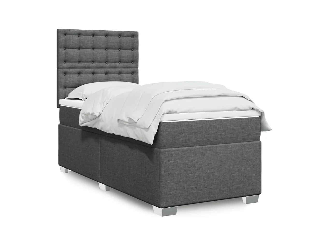 Sommier à lattes de lit et matelas Gris foncé 90x190 cm Tissu